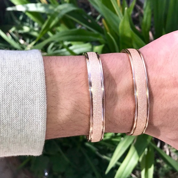 Rose Gold Mosaic Simple Style Cuff Bracelet Bangle - Picture 4 of 7